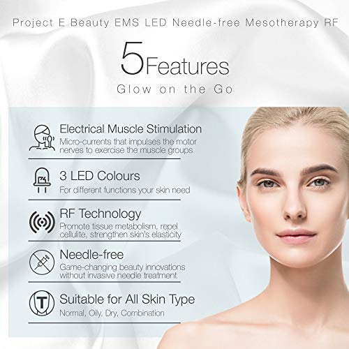 Project E Beauty Dispositivo de mesoterapia sin aguja | 3 Photon Wireless EMS sin aguja EMS RF piel rejuvenecimiento facial antienvejecimiento todo tipo de piel dispositivo de belleza