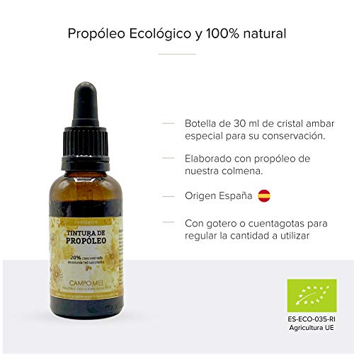 Propoleo puro en gotas | Propoleo de España 100% natural con certificado ecológico europeo|Propoleo que contribuye a combatir el dolor de garganta, acné, hongos. (30 ml)