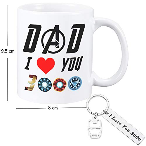 QICI Regalo de Papá Noel con texto en inglés "I Love You 3000 + I Love You 3000 Llavero de Marvel Avenger Fans Regalos, Iron Man Regalos de Papá Noel Regalo de Hija del Día del Padre