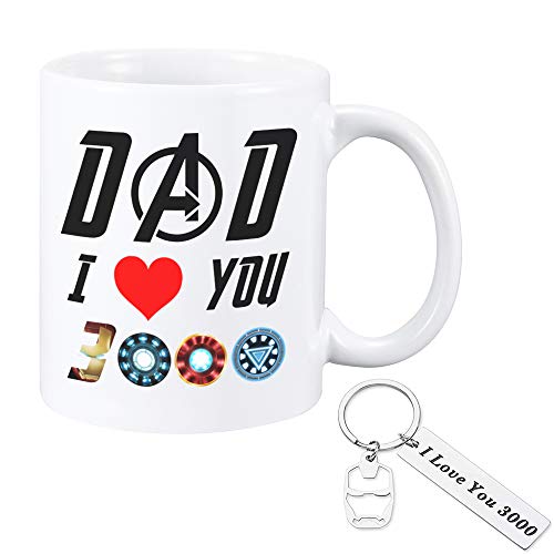 QICI Regalo de Papá Noel con texto en inglés "I Love You 3000 + I Love You 3000 Llavero de Marvel Avenger Fans Regalos, Iron Man Regalos de Papá Noel Regalo de Hija del Día del Padre