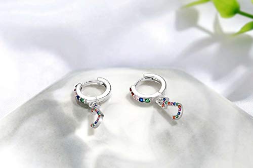 Qings Pendientes Colores, Pendientes Iniciales J Colgantes con Letras Circonitas Aretes de Plata Mujer Regalos de Cumpleaños para Mujeres Niñas