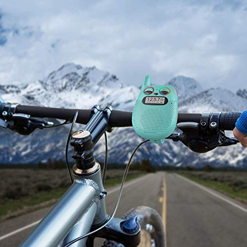 QNIGLO Q136 Gatito Walkie Talkie Niños Recargable,Radio FM Alcance de 2Km Ojos LED Parpadeantes Correa Portátil de Reloj,Montar en Bicicleta Acampar Correr,Mejor Regalo Juguete para Niños(Tiffanyblue)