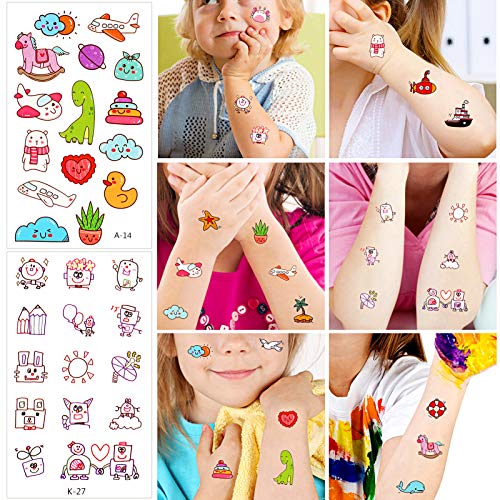 Qpout Tatuajes Temporales Para Niños Adultos Mujeres (60 Hojas) 800 Pcs Lindos Tatuajes Falsos Impermeables Pegatinas De Cara Arte Brazo Tatuajes De Manga Colorido Animal Fruta Vegetal