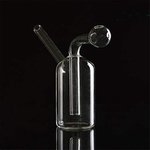 Quemador de Aceite de Vidrio Bong de Agua Pyrex Tubos de Quemador de Aceite de Vidrio Grueso Tubo Transparente pequeño Bubbler Bong Mini Oil Dab Rigs para Fumar Bongs (Clear-1)