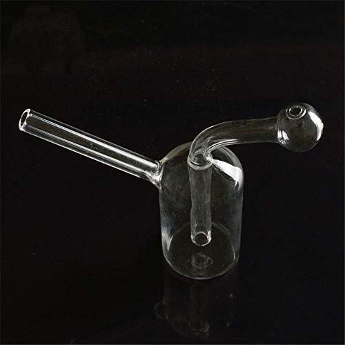 Quemador de Aceite de Vidrio Bong de Agua Pyrex Tubos de Quemador de Aceite de Vidrio Grueso Tubo Transparente pequeño Bubbler Bong Mini Oil Dab Rigs para Fumar Bongs (Clear-1)