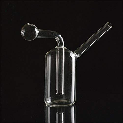 Quemador de Aceite de Vidrio Bong de Agua Pyrex Tubos de Quemador de Aceite de Vidrio Grueso Tubo Transparente pequeño Bubbler Bong Mini Oil Dab Rigs para Fumar Bongs (Clear-1)