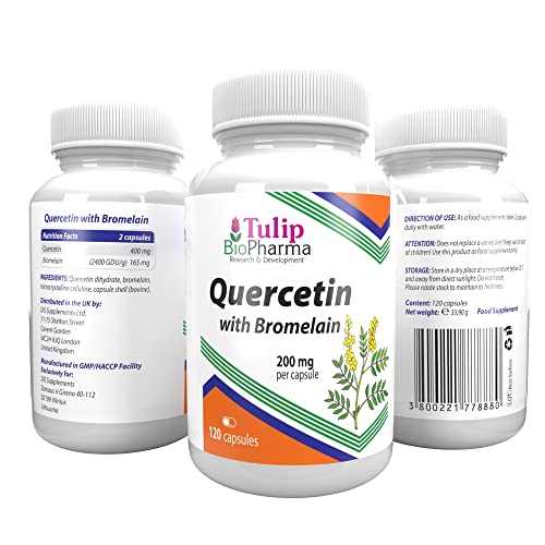 Quercetina con Bromelina 120 Cápsulas Suplemento de Salud de Alta Dosis