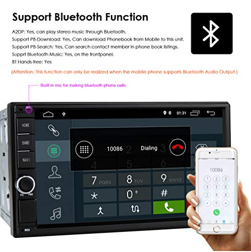 Radio Universal Android 10 Navegación 7 Pulgadas 2 DIN Estéreo Soporte WiFi Bluetooth Mirror Link RDS Control del Volante Dab + Coche Cámara de visión Trasera TPMS TV en Entrada DVR