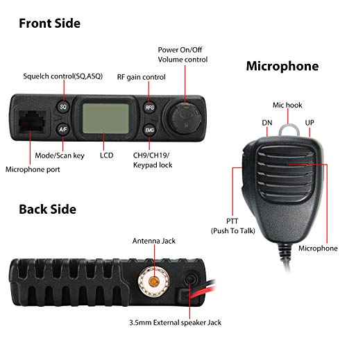 Radioddity CB-27, Radio CB Communication Am/FM Multi-Modo, Multi-estandar con Soportes de Montaje y Cargador de Coche