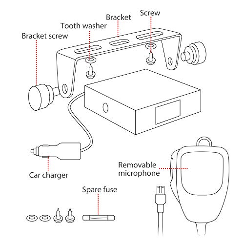 Radioddity CB-27, Radio CB Communication Am/FM Multi-Modo, Multi-estandar con Soportes de Montaje y Cargador de Coche