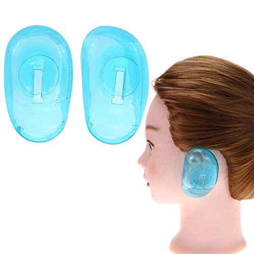 Rainai Orejeras de silicona para ducha, 2 unidades, protección para los oídos para peluquería, tintes para el cabello, para salón de belleza, para tratamientos de coloración del cabello, (azul)