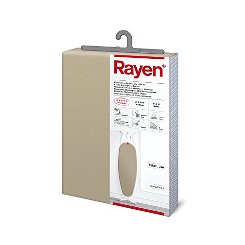 Rayen | Funda para tabla de planchar Universal (funda de planchar elástica, alcolchada y fácil de colocar) | 4 capas: Espuma, Muletón, tejido calidad Canvas y Titanio | Gama Premium