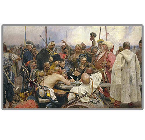 RB-QPIS Kits de pintura de diamante 5D DIY, pintor Repin"Respuesta de los cosacos de Zaporozhian al Sultan Mehmed IV" Artes de decoración de pared-40 × 68 CM