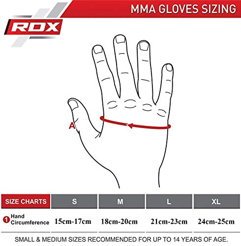 RDX Guantes MMA Artes Marciales Entrenamiento, Maya Hide Cuero Ventilada Grappling Guantillas, Noir Professional Abierto Palma Gloves, Sparring Kick Boxing Muay Thai Saco de Boxeo Lucha Libre Combate