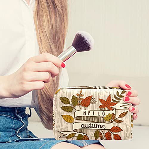 Regalos para Hombres Mujeres Neceser de Maquillaje Neceser Neceser Pequeña Bolsa de Cosméticos - Hola otoño