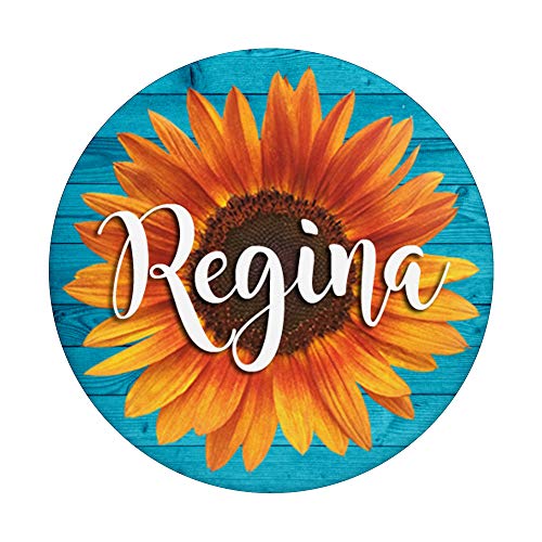 Regina Nombre Sunflower-Aqua Regalo Estético Para Mujeres Niñas PopSockets PopGrip Intercambiable