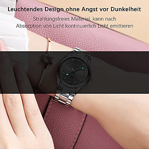 Reloj para Mujer Reloj de Pulsera CláSico De Negocios,Banda de Acero,Elegantes Relojes de Cuarzo de Acero ​Inoxidable(Verde)