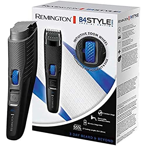 Remington Recortadora de Barba B4 Style Series - Barbero, 17 Ajustes, Inalámbrico, Autonomía de 40 min, Negro y Azul - MB4001