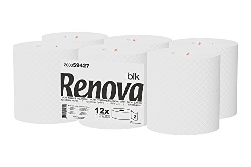 Renova Papel Higiénico Jumbo BLK | 12 Rollos de 170 Metros | Papel Blanco 2 Capas