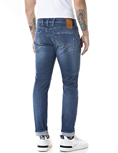 Replay Anbass Hyperflex Re-Used XLite, Jeans, para Hombre, Azul (medio 0091), 32W / 34L