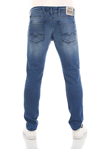 REPLAY Anbass Powerstretch Denim Vaqueros slim para Hombre, Azul (0092 Medium Blue), 31W / 32L