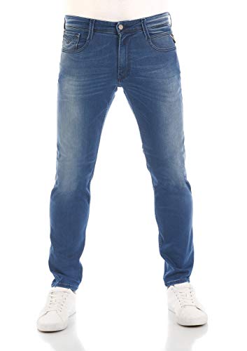 REPLAY Anbass Powerstretch Denim Vaqueros slim para Hombre, Azul (0092 Medium Blue), 31W / 32L