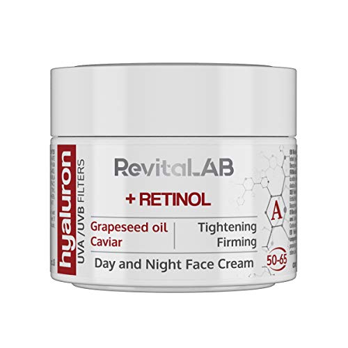 RevitaLAB Hyaluron Anti-Aging Day and Night Cream, Enriched with Retinol, Caviar and Red Grape for Ages 50 - 65, 50 ml