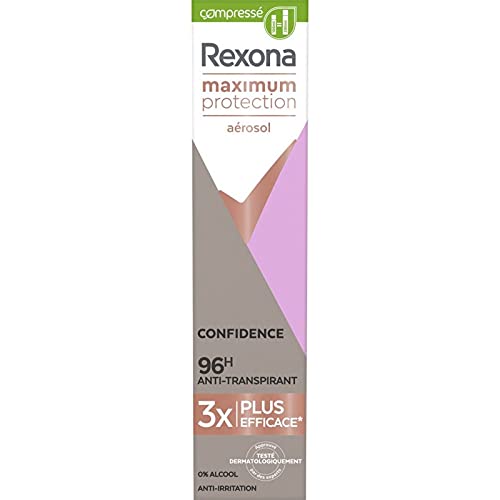 Rexona Déodorant Femme Compressé Confidence, Anti-transpirant Maximum Protection, Efficace contre la transpiration excessive, Formule testée dermatologiquement, Protection 96h Spray 100ml