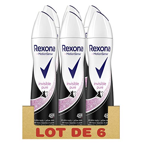 REXONA Déodorant Femme Spray Invisible Pure Anti-Transpirant (Lot de 6x200ml)