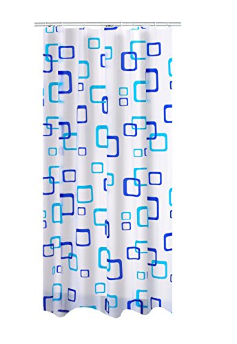 Ridder 130380 Retro - Cortina de Ducha con Estampado (180 x 200 cm), Color Blanco y Azul