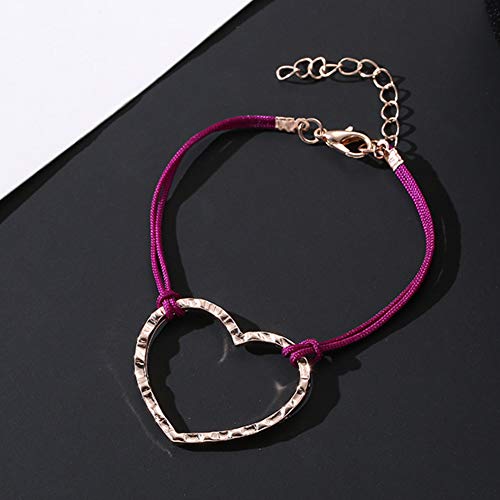 RIsxffp Mujer Ajustable Pulseras Mujer Regalo de la joyería del Brazalete de DIY del Colgante del corazón del Amor Bohemio Purple