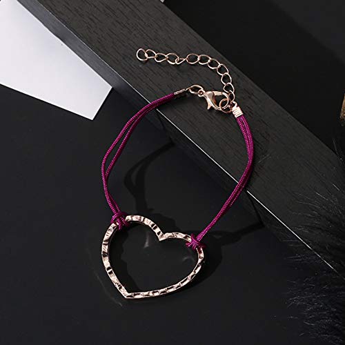 RIsxffp Mujer Ajustable Pulseras Mujer Regalo de la joyería del Brazalete de DIY del Colgante del corazón del Amor Bohemio Purple