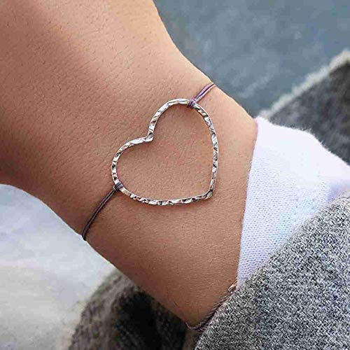 RIsxffp Mujer Ajustable Pulseras Mujer Regalo de la joyería del Brazalete de DIY del Colgante del corazón del Amor Bohemio Purple