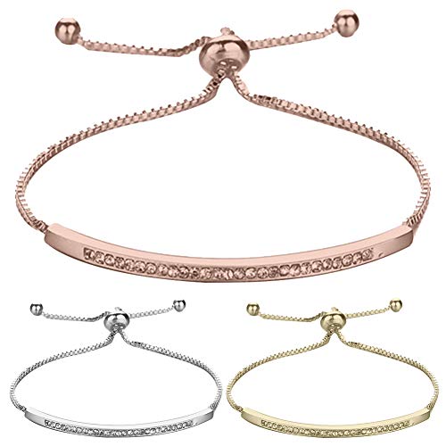 RIsxffp Pulseras Mujer,Mujer Soltero Fila de circonio cúbico Pulsera Deslizante Brazalete día de San Valentín Joyas Silver