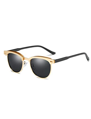 Rocf Rossini Gafas de sol clásicas polarizadas vintage para hombres/mujeres UV400 (Dorado)