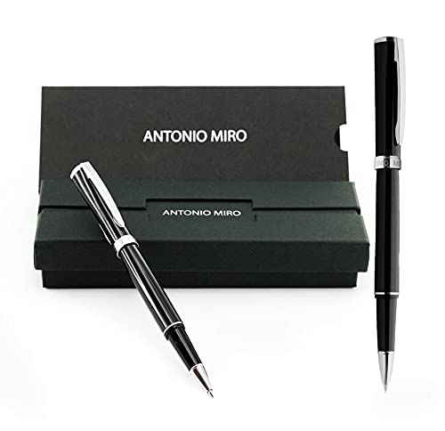 Roller de capucha Antonio Miró, elegante diseño bicolor y suave cuerpo metálico color negro (tinta azul) Presentación Estuche, ideal para regalo (Roller Tar)