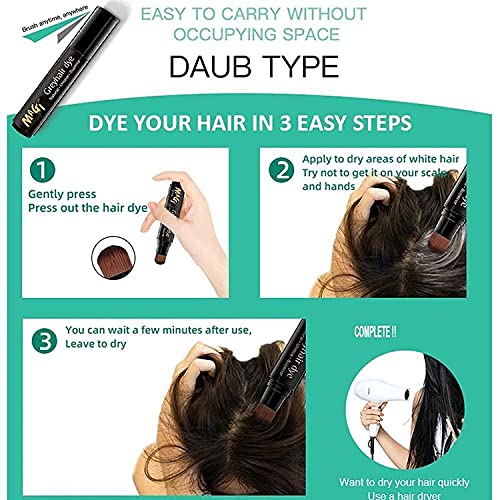 Root Touch Up Semi-Permanent Root Hair Coloring,Natural Herbs White Hair Cover Up Stick, Disposable Hair Dye Pen for Roots, Haircolor Touch-Up Stick to Cover Gray Hair Root (Dark Brown)