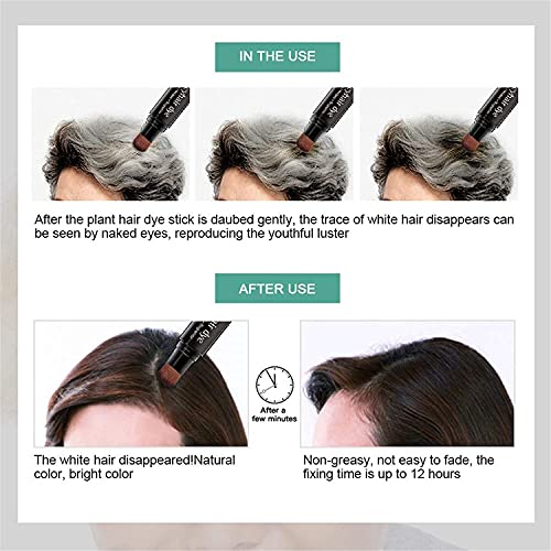 Root Touch Up Semi-Permanent Root Hair Coloring,Natural Herbs White Hair Cover Up Stick, Disposable Hair Dye Pen for Roots, Haircolor Touch-Up Stick to Cover Gray Hair Root (Dark Brown)