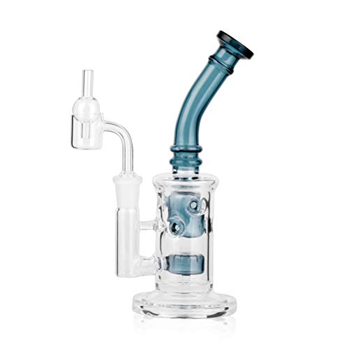 RORA Vidrio Honeycomb Bong Fumar Pipa de Agua Perc Wax Dab Rig Bubblers con Cuarzo Banger Cap Bowl para Bongs (Bong with Quartz Banger and Bowl)