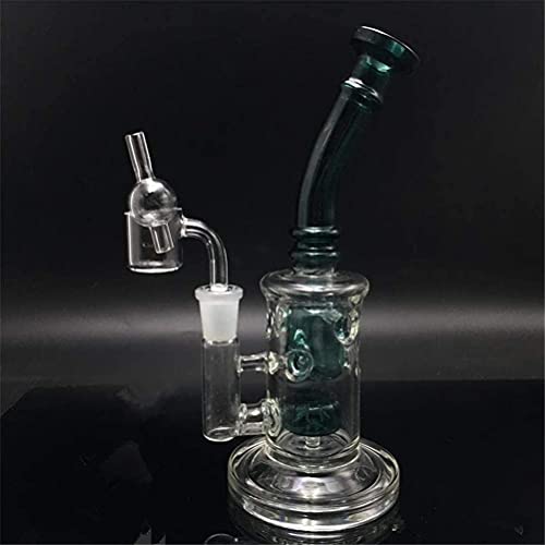 RORA Vidrio Honeycomb Bong Fumar Pipa de Agua Perc Wax Dab Rig Bubblers con Cuarzo Banger Cap Bowl para Bongs (Bong with Quartz Banger and Bowl)