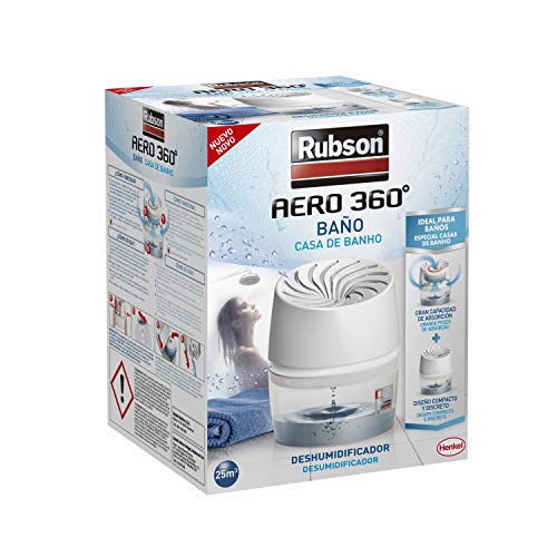 Rubson Aero 360 450 G deshumificador que limpia el aire, el olor y evita el moho & Aero 360º Baños Deshumidificador para el Baño, color blanco