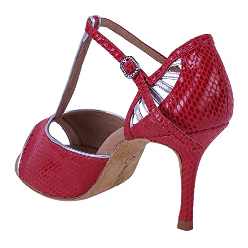 Rummos Mujeres Zapatos de Baile Valentina 178-009 - Material: Cuero - Color: Rojo/Plateado - Anchura: Normal - Tacón: 80E Stiletto - Talla: EUR 37