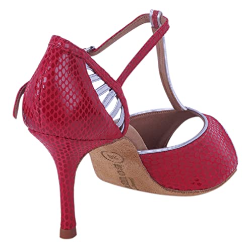 Rummos Mujeres Zapatos de Baile Valentina 178-009 - Material: Cuero - Color: Rojo/Plateado - Anchura: Normal - Tacón: 80E Stiletto - Talla: EUR 37