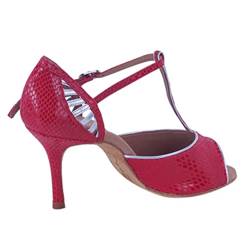 Rummos Mujeres Zapatos de Baile Valentina 178-009 - Material: Cuero - Color: Rojo/Plateado - Anchura: Normal - Tacón: 80E Stiletto - Talla: EUR 37