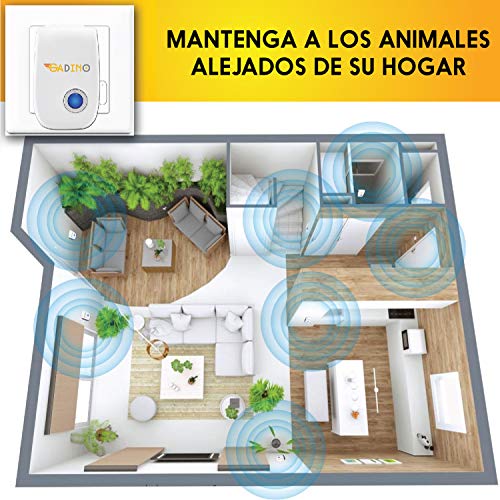 RUNADI Repelente ultrasónico de plagas - Repelente de roedores - Repelente de Ratones Plug in para Ratones, cucarachas, Ratas, arañas, Hormigas, roedores - Repelente de Insectos 6 Paquetes