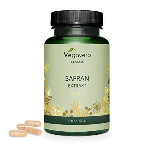 Saffron Extract Vegavero® | Ansiedad + Insomnio + Irritabilidad | 2% Safranal | Azafrán Premium Affron® | Calidad Española | Sin Aditivos | Testado en Laboratorio | 120 Cápsulas