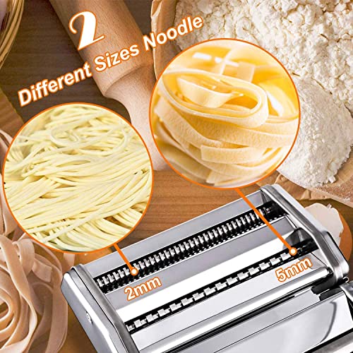 Sailnovo Máquina Pasta Fresca, Máquina de Cortador de Pasta de Acero Inoxidable, Máquina de Rodillos Para Casa Cocina Fabrica de Fideos Frescos de Masa Tagliatelle de Lasaña de Espaguetis