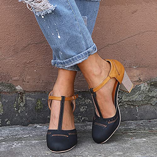 Sandalia de Mujer Ankle Strap con Tacon Casuales Zapatillas Hebilla Tacón alto Zapatos Latinos Böhmen Calzado de Danza para Mujeres rutschfest para Bodas e Eventos al Aire Libre