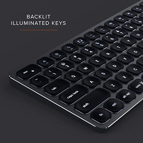 Satechi Teclado Bluetooth Retroiluminado Compacto – BT Inalámbrico 5.0, Sincronización Multidispositivo – Compatible con 2020/2019/2018 MacBook Pro, 2020/2018 MacBook Air, 2020/2018 iPad Pro