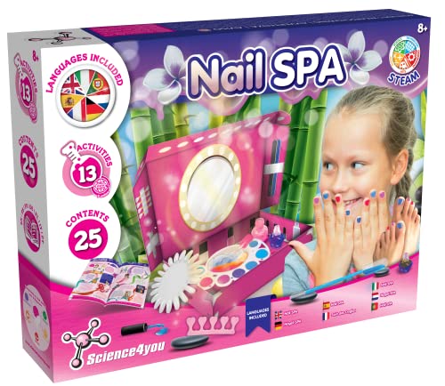 Science4you - Estudio de Uñas para Niños +8 Años - Set de Manicura para Niñas: Experimentos para Hacer Pintauñas Brillantes (80003271)